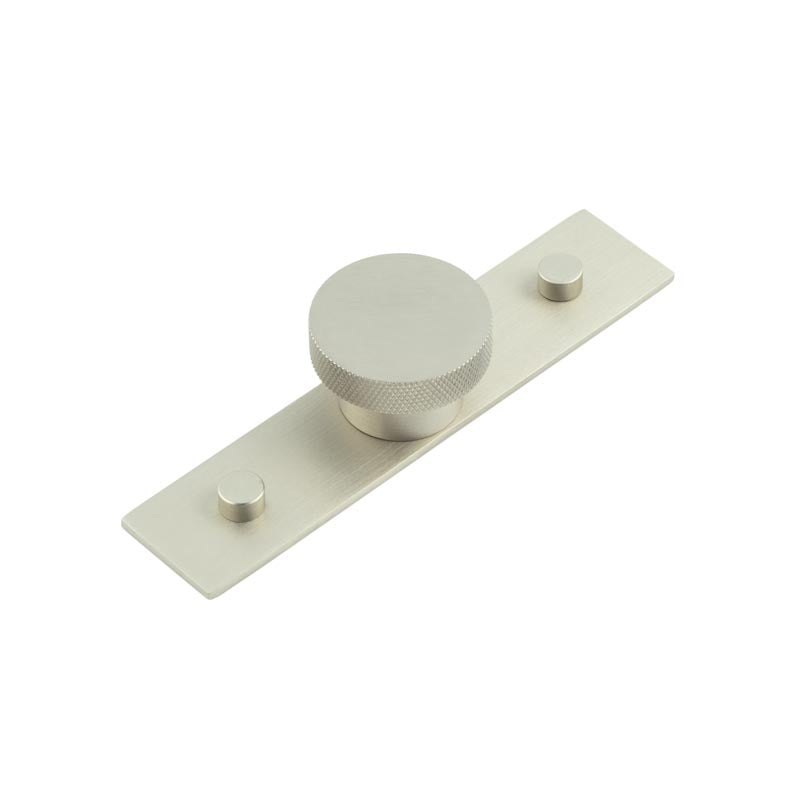 High quality image of Hoxton - Wenlock Cupboard Knobs 40mm Plain Backplate Satin Nickel Sku. HOX-140SN-5090SN