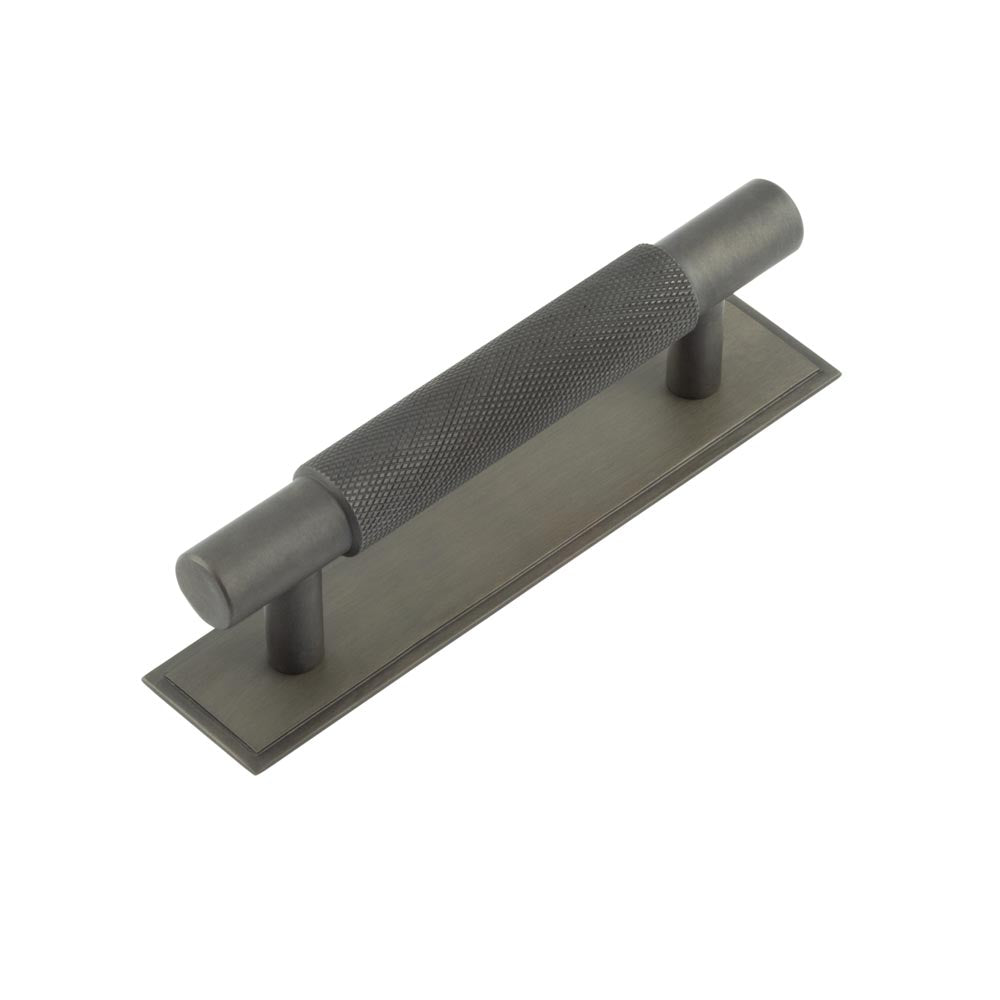 High quality image of Hoxton - Taplow Cabinet Handles 96mm Ctrs Stepped Backplate Dark Bronze Sku. HOX-2050DB-6050DB