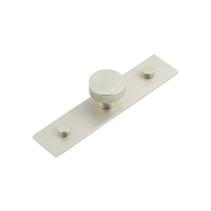 High quality image of Hoxton - Thaxted Cupboard Knobs 30mm Plain Backplate Satin Nickel Sku. HOX-230SN-5090SN