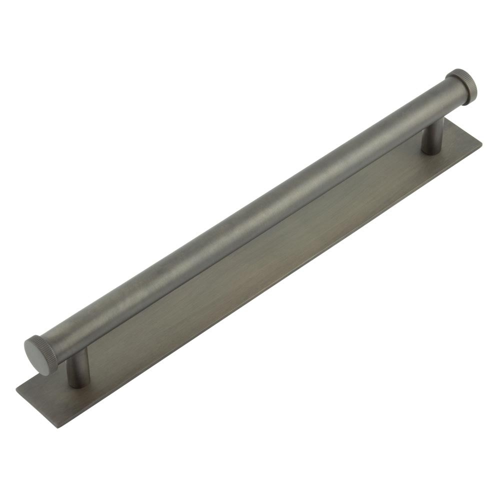 High quality image of Hoxton - Thaxted Cabinet Handles 224mm Ctrs Plain Backplate Dark Bronze Sku. HOX-260DB-5060DB
