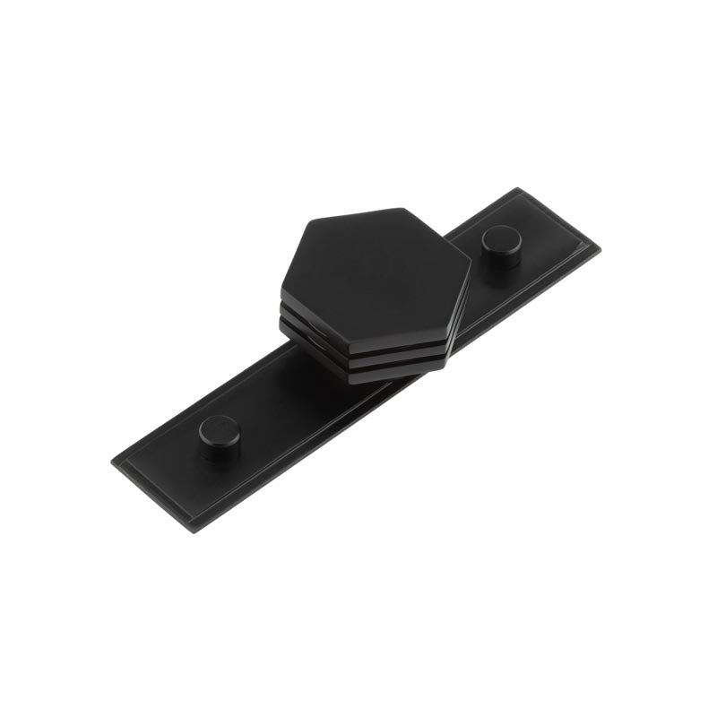High quality image of Hoxton - Nile Cupboard Knobs 40mm Stepped Matt Black Sku. HOX-340MB-6090MB