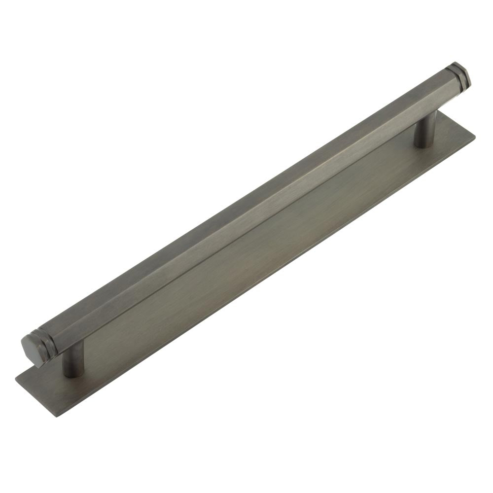 High quality image of Hoxton - Nile Cabinet Handles 224mm Ctrs Plain Backplate Dark Bronze Sku. HOX-360DB-5060DB