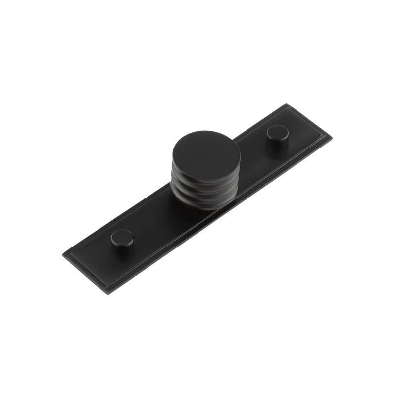 High quality image of Hoxton - Sturt Cupboard Knobs 30mm Stepped Matt Black Sku. HOX-430MB-6090MB