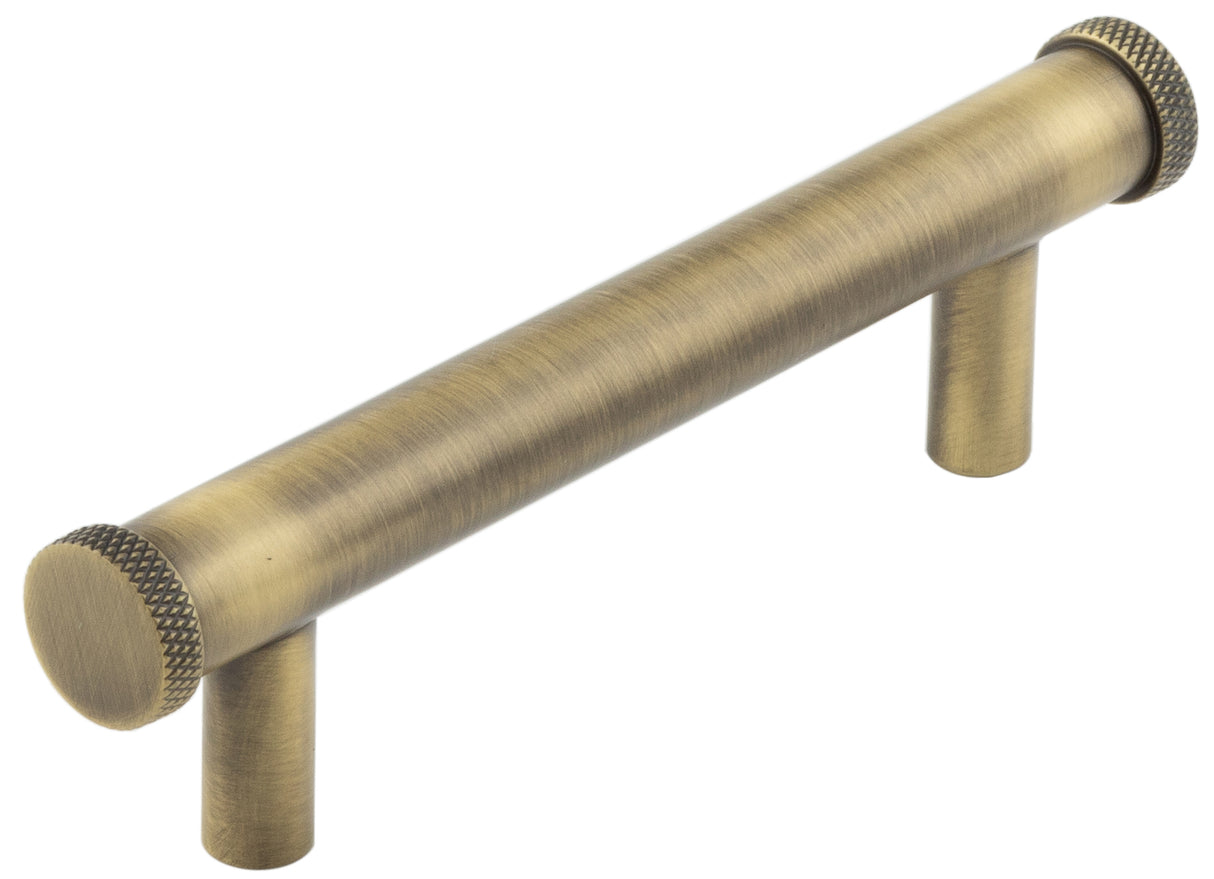 High quality image of Hoxton - Wenlock Cabinet Handles 96mm Ctrs Antique Brass Sku. HOX150AB
