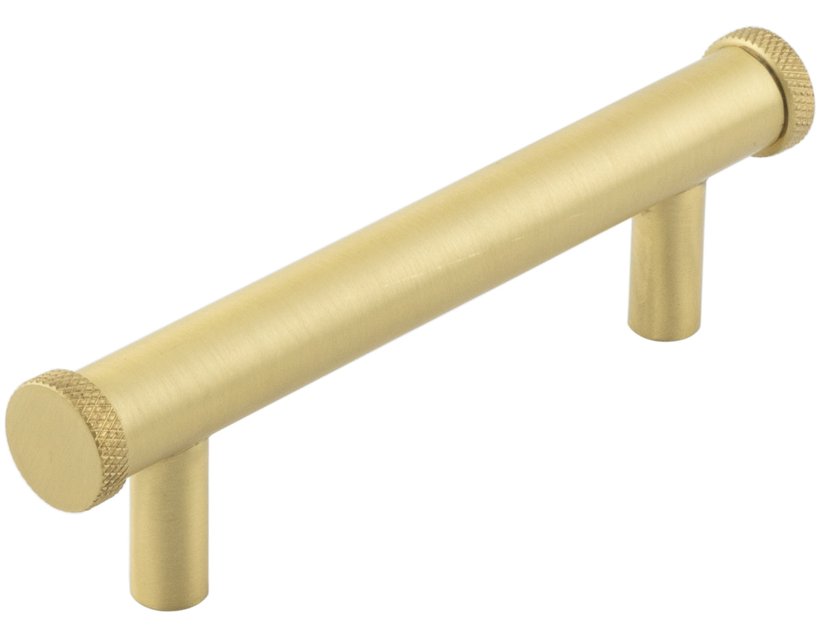 High quality image of Hoxton - Wenlock Cabinet Handles 96mm Ctrs Satin Brass Sku. HOX150SB