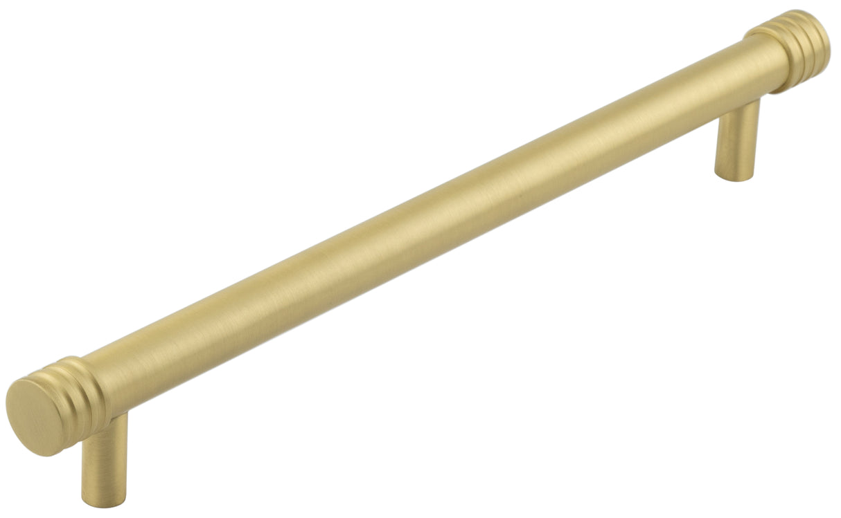 High quality image of Hoxton - Sturt Cabinet Handles 224mm Ctrs Satin Brass Sku. HOX460SB