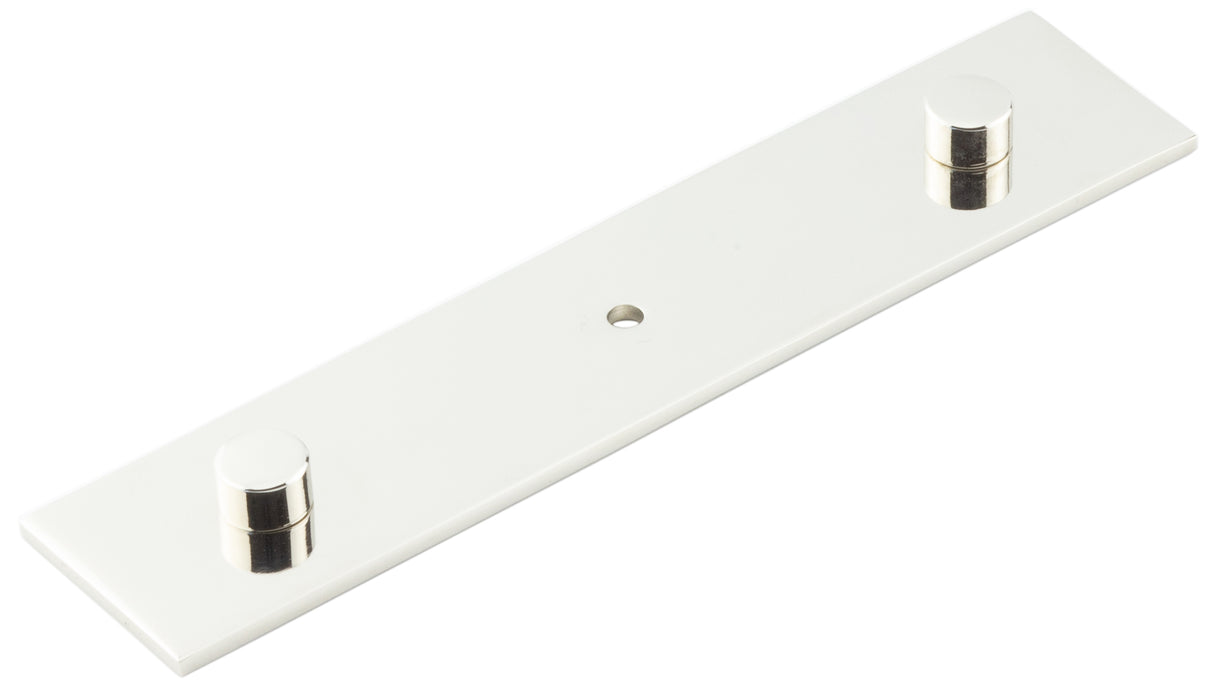 High quality image of Hoxton - Fanshaw Backplate for Cupboard Knobs 140x30mm Polished Nickel Sku. HOX5090PN