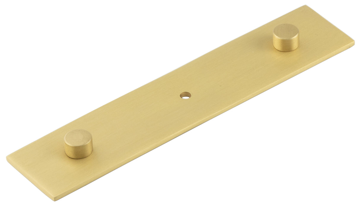 High quality image of Hoxton - Fanshaw Backplate for Cupboard Knobs 140x30mm Satin Brass Sku. HOX5090SB