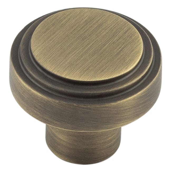 Frelan Hardware Cabinet Hardware Antique Brass / Cabinet Knobs / 30mm Dia. Hoxton - Cropley AB 30mm Cupboard Knob Stepped