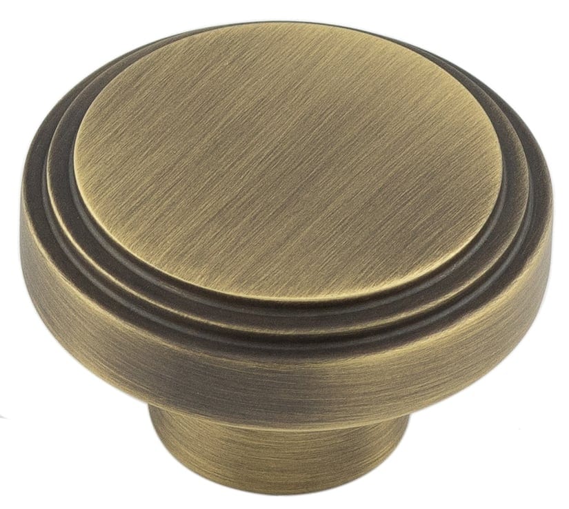 Frelan Hardware Cabinet Hardware Antique Brass / Cabinet Knobs / 40mm Dia. Hoxton - Cropley AB 40mm Cupboard Knob Stepped