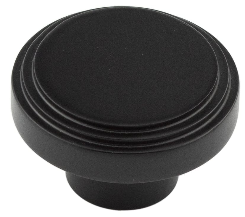 Frelan Hardware Cabinet Hardware Black / Cabinet Knobs / 40mm Dia. Hoxton - Cropley MB 40mm Cupboard Knob Stepped