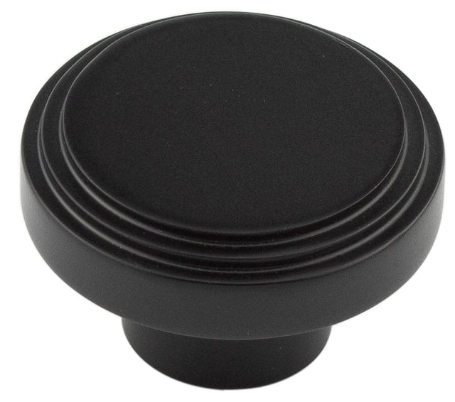Frelan Hardware Cabinet Hardware Black / Cabinet Knobs / 40mm Dia. Hoxton - Cropley MB 40mm Cupboard Knob Stepped