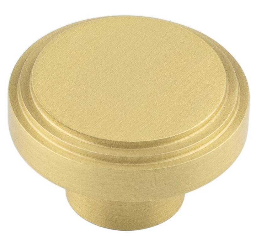 Frelan Hardware Cabinet Hardware Satin Brass / Cabinet Knobs / 40mm Dia. Hoxton - Cropley SB 40mm Cupboard Knob Stepped