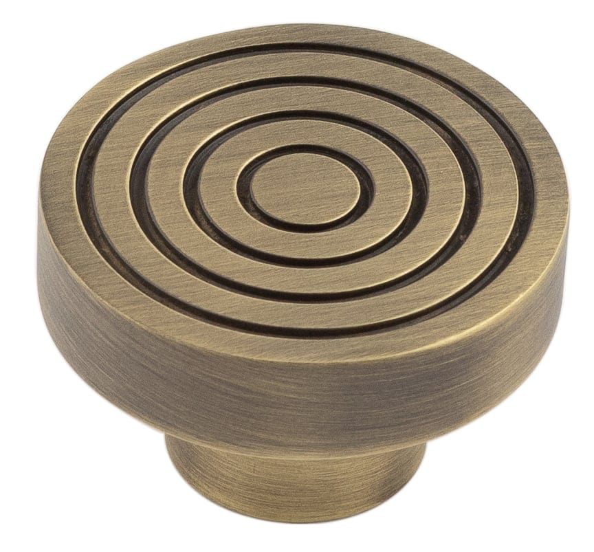 Frelan Hardware Cabinet Hardware Antique Brass / Cabinet Knobs / 40mm Dia. Hoxton - Murray AB 40mm Cupboard Knob Reeded