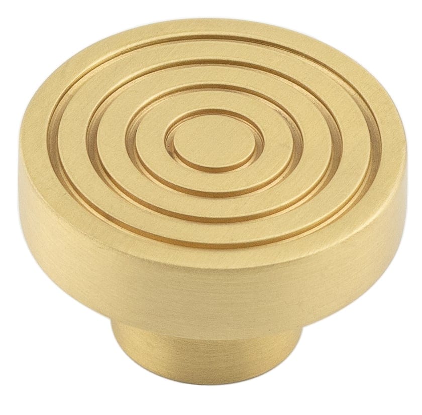 Frelan Hardware Cabinet Hardware Satin Brass / Cabinet Knobs / 40mm Dia. Hoxton - Murray SB 40mm Cupboard Knob Reeded
