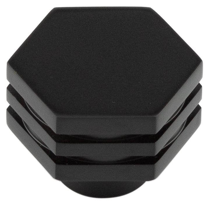 Frelan Hardware Cabinet Hardware Black / Cabinet Knobs / 30mm Dia. Hoxton - Nile MB 30mm Hex Cupboard Knob With Step Details