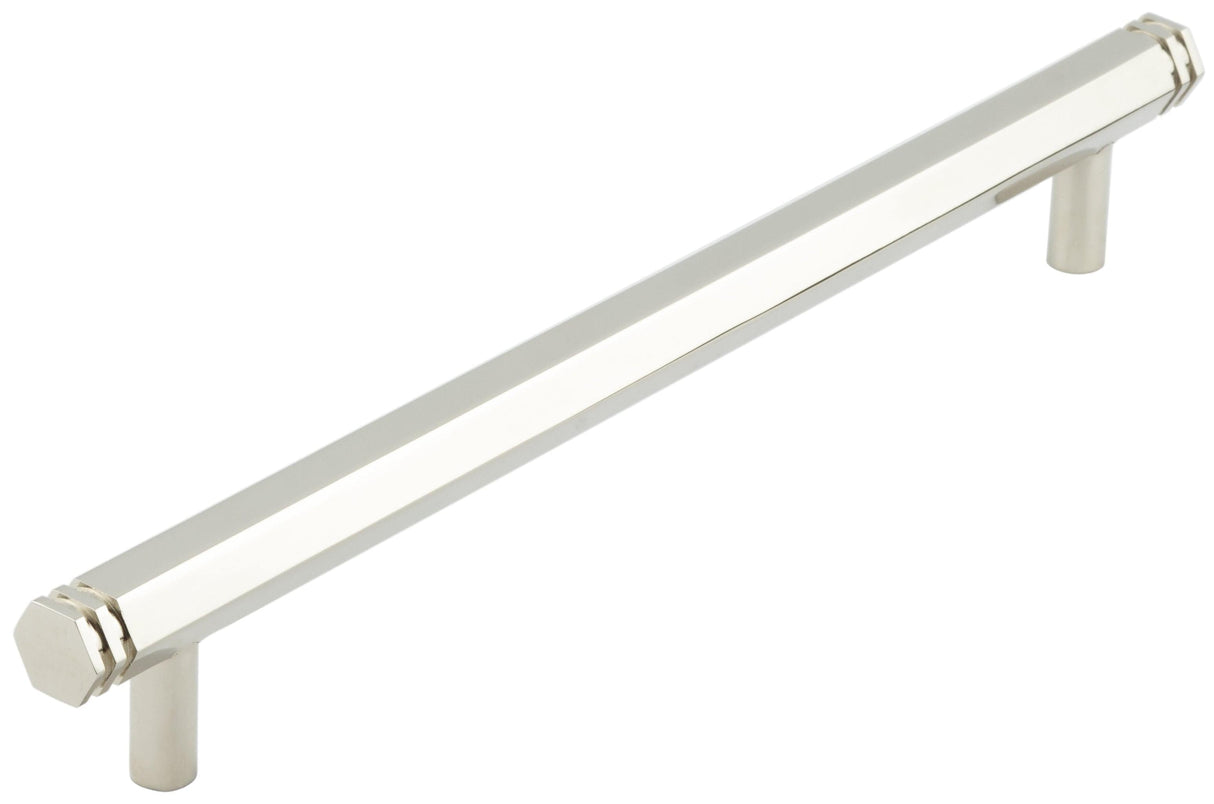 Frelan Hardware Cabinet Hardware Polished Nickel / Cabinet Pull Handles / 224mm c/c Hoxton - Nile PN 224mm Hex Cabinet Handle With End Step Detail
