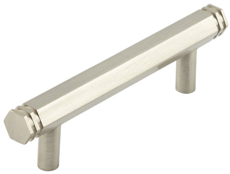 Frelan Hardware Cabinet Hardware Satin Nickel / Cabinet Pull Handles / 96mm c/c Hoxton - Nile SN 96mm Hex Cabinet Handle With End Step Detail