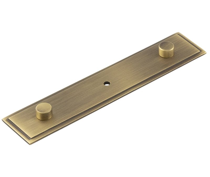 Frelan Hardware Cabinet Hardware Antique Brass / Backplate for Cabinet Pull Handle / 140 x 30mm Hoxton - Rushton AB 140x30mm Backplate With Concealed Screw Caps