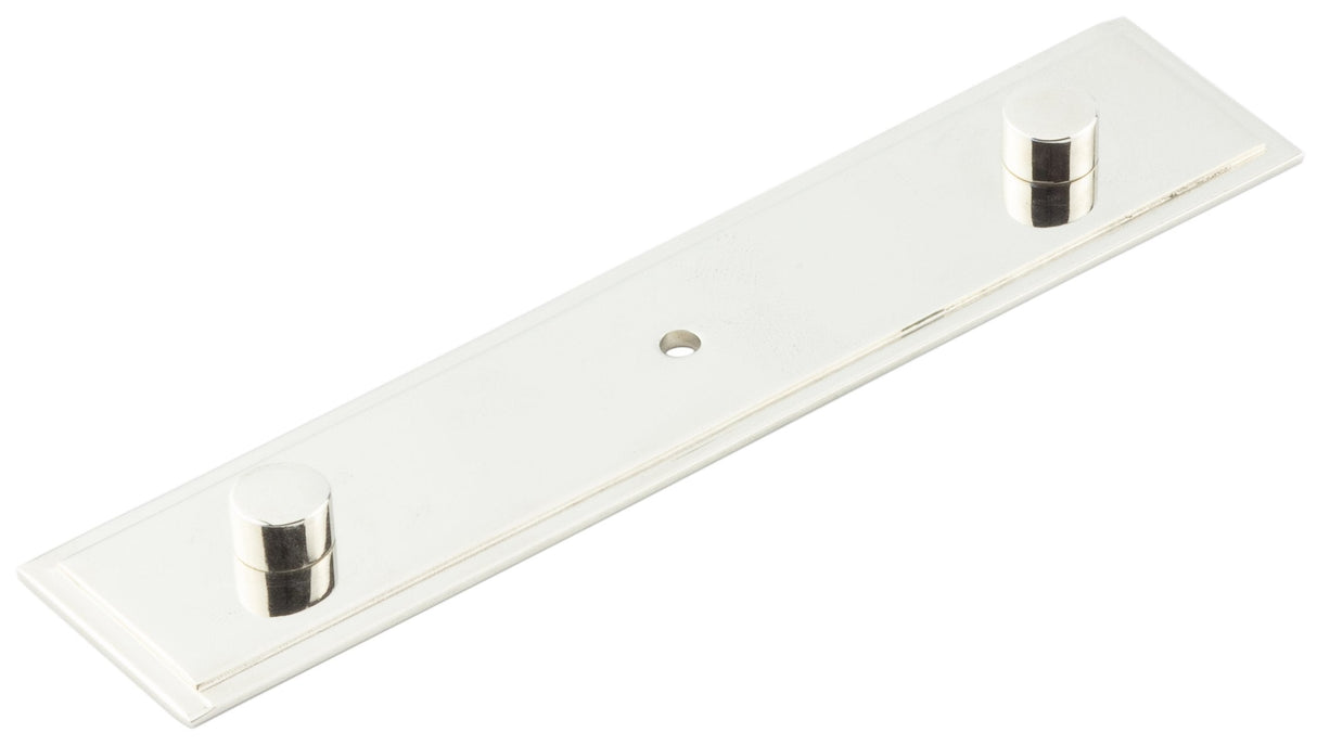 Frelan Hardware Cabinet Hardware Polished Nickel / Backplate for Cabinet Pull Handle / 140 x 30mm Hoxton - Rushton PN 140x30mm Backplate With Concealed Screw Caps