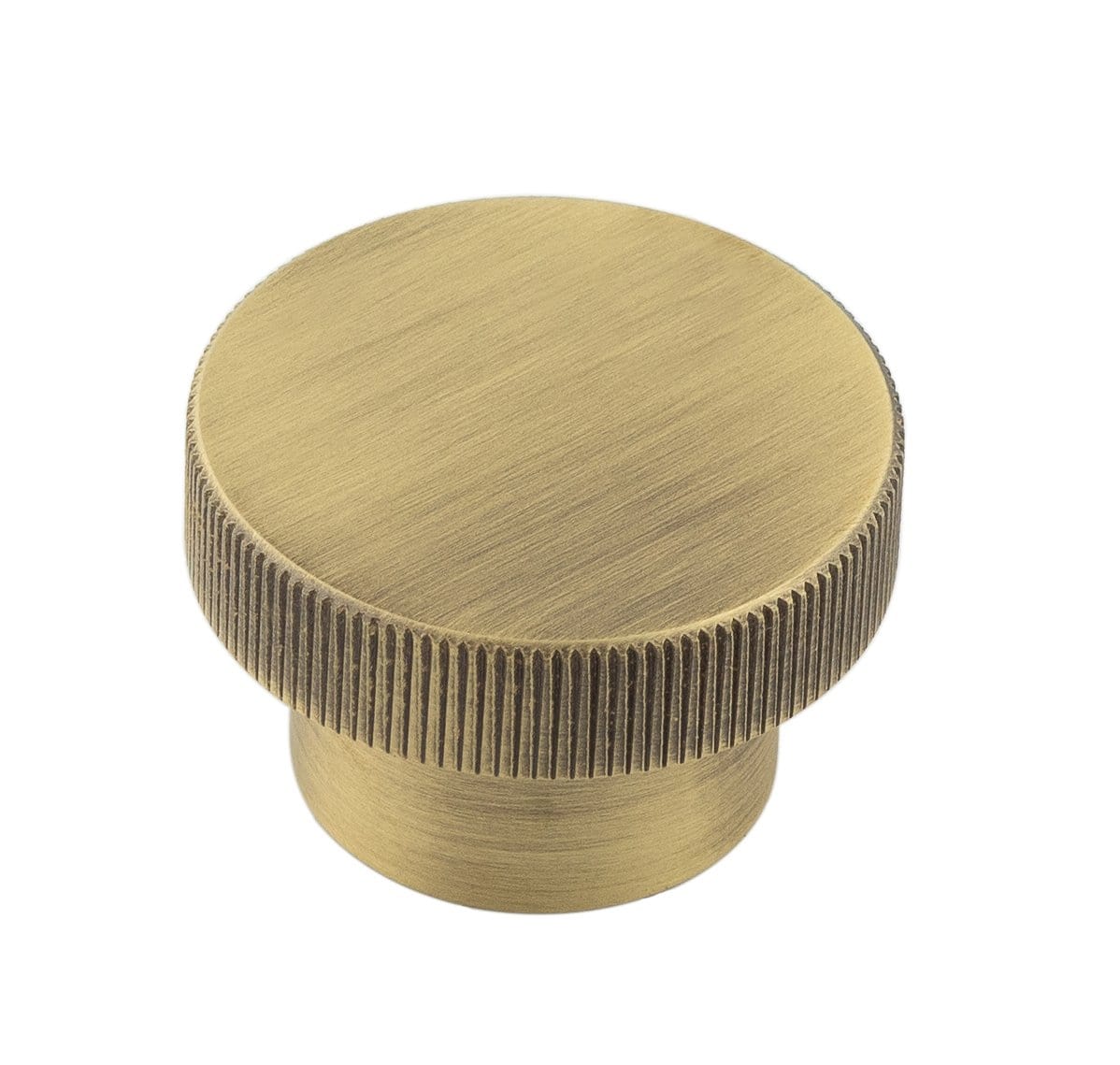 Frelan Hardware Cabinet Hardware Antique Brass / Cabinet Knobs / 40mm Dia. Hoxton - Thaxted AB 40mm Line Knurled Cupboard Knob