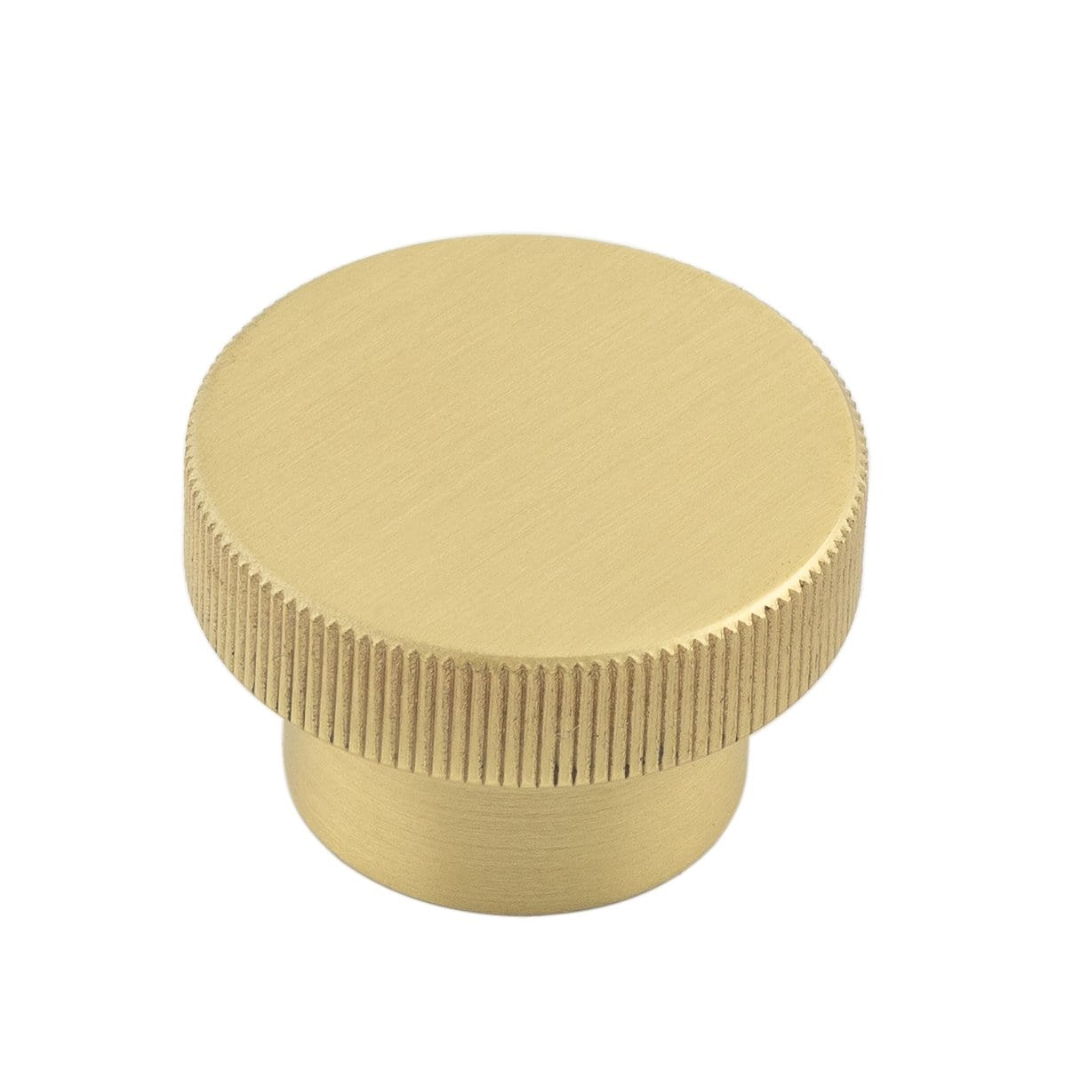 Frelan Hardware Cabinet Hardware Satin Brass / Cabinet Knobs / 40mm Dia. Hoxton - Thaxted SB 40mm Line Knurled Cupboard Knob