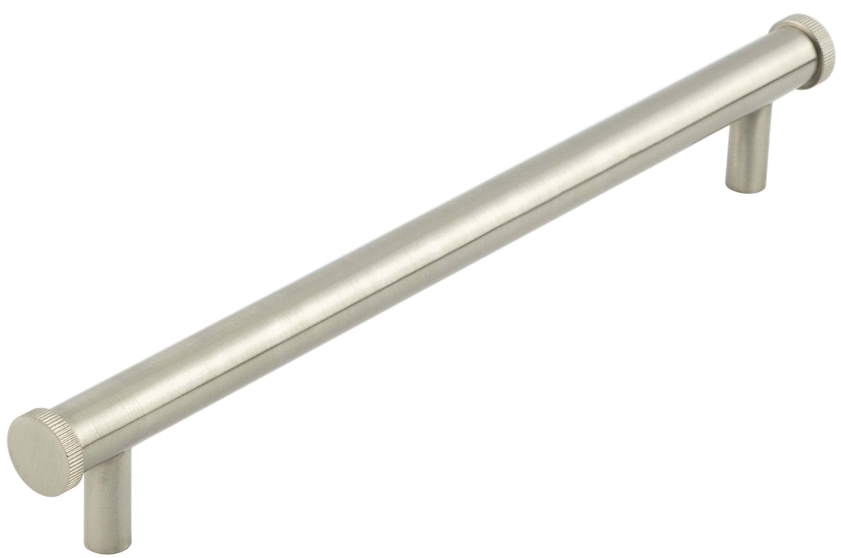 Frelan Hardware Cabinet Hardware Satin Nickel / Cabinet Pull Handles / 224mm c/c Hoxton - Thaxted SN 224mm Line Knurled End Caps Cabinet handles