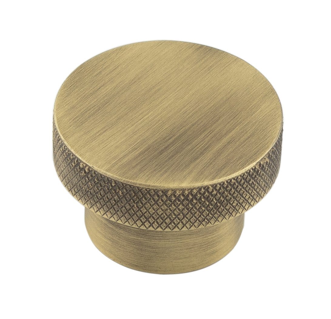 Frelan Hardware Cabinet Hardware Antique Brass / Cabinet Knobs / 40mm Dia. Hoxton - Wenlock AB 40mm Diamond Knurled Cupboard Knob