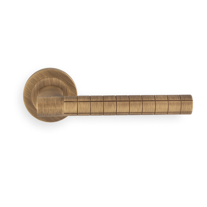 High quality image of Manital - hey quadra lever handle on threaded round rose bgo (antique brass) - antique brass | Sku. hq5ab | Trade Door Handles.