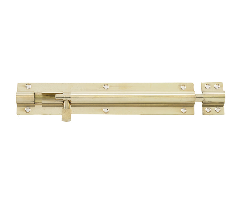 High quality image of Frelan - Jedo Brass Heavy Straight Barrel Bolts 200x38mm Polished Brass Sku. J1001PB-8