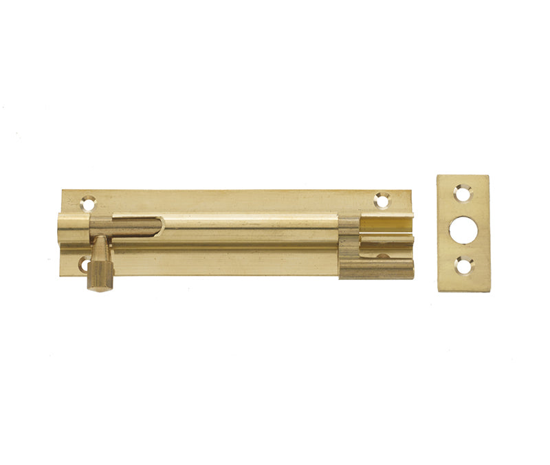 High quality image of Frelan - Jedo Brass Necked Barrel Bolts 64x25mm Polished Brass Sku. J1002BC