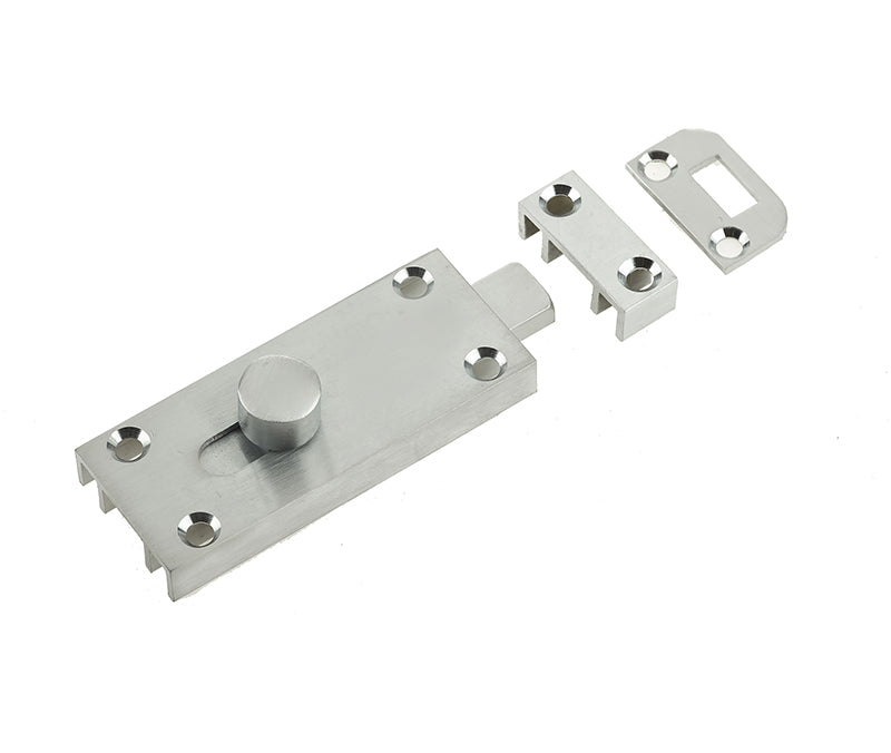 High quality image of Frelan - Jedo Bathroom Slide Bolts 63x25mm Satin Chrome Sku. J1414SC