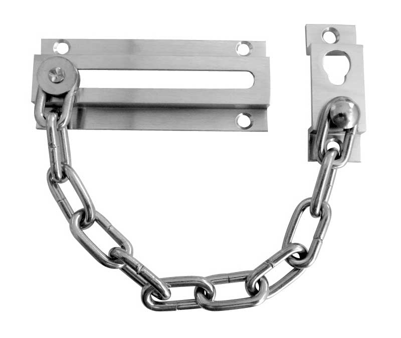 High quality image of Frelan - Jedo Security Door Chains 200mm Satin Chrome Sku. J3001SC