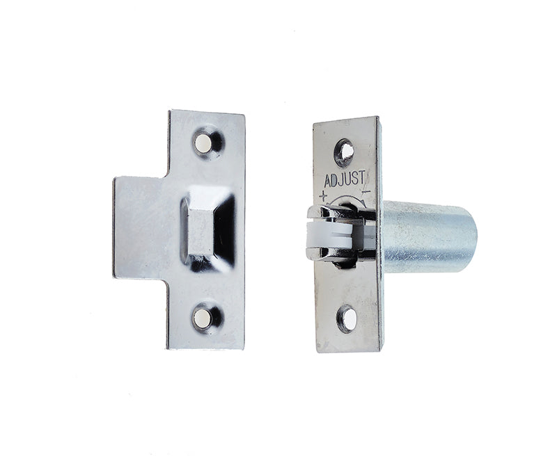 High quality image of Frelan - Jedo Adjustable Rollerbolt Catches with Nylon Roller 36mm Polished Chrome Sku. J8075PC