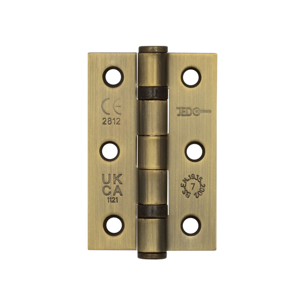 High quality image of Frelan - Jedo Grade 7 Steel Ball Bearing Hinges 76x50mm Antique Brass Sku. J8502AB