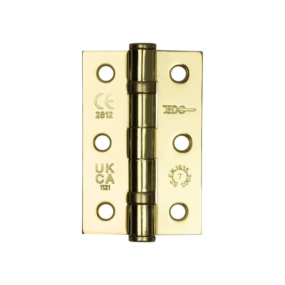 High quality image of Frelan - Jedo Grade 7 Steel Ball Bearing Hinges 76x50mm Electro Brassed Sku. J8502EB