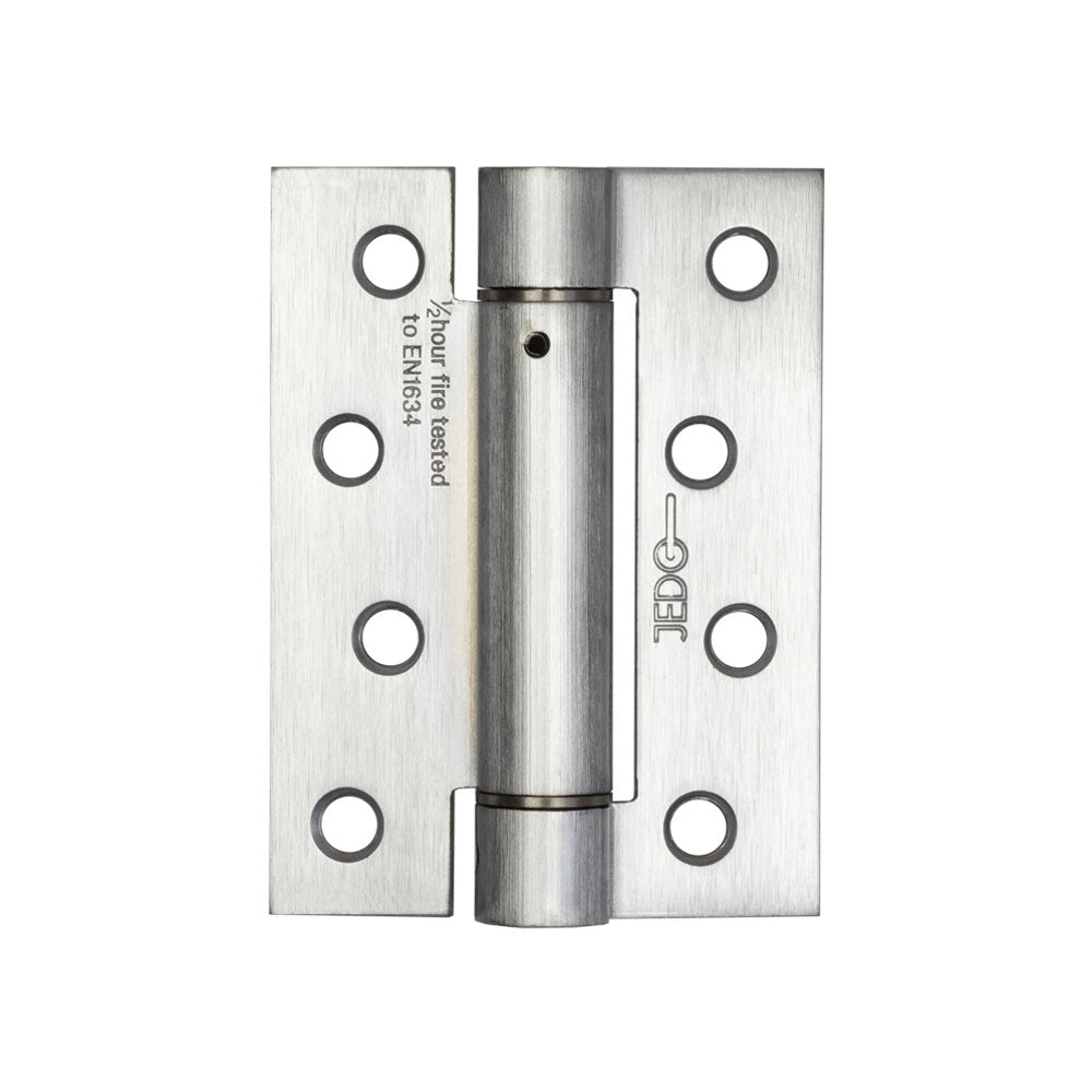 High quality image of Frelan - Jedo Steel Single Action Spring Hinges 102x76mm 102x76x2.7mm (PK of 3) Satin Chrome Sku. J9800SC