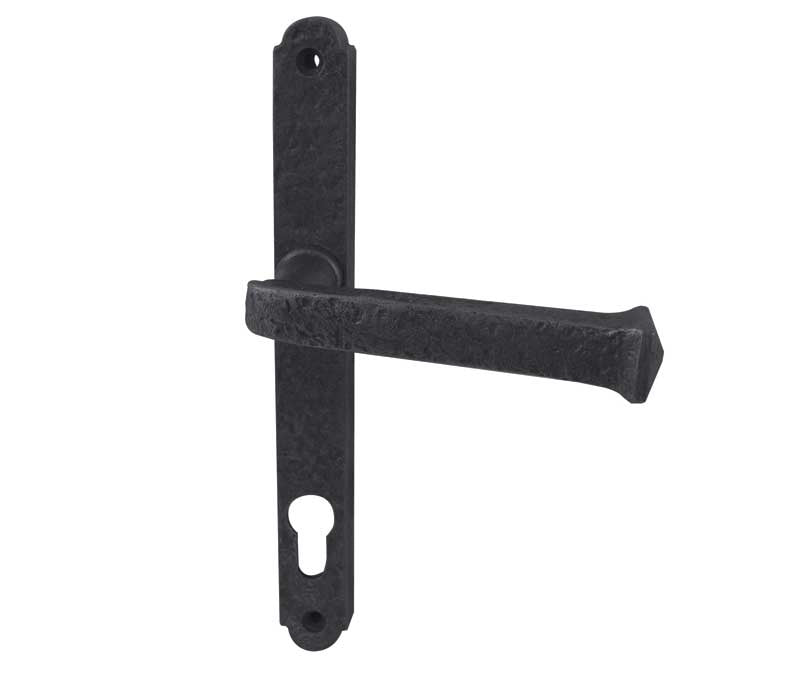 High quality image of Frelan - Antique Narrow Plate locksets 92mm Centres 240x28mm Black Sku. JAB700