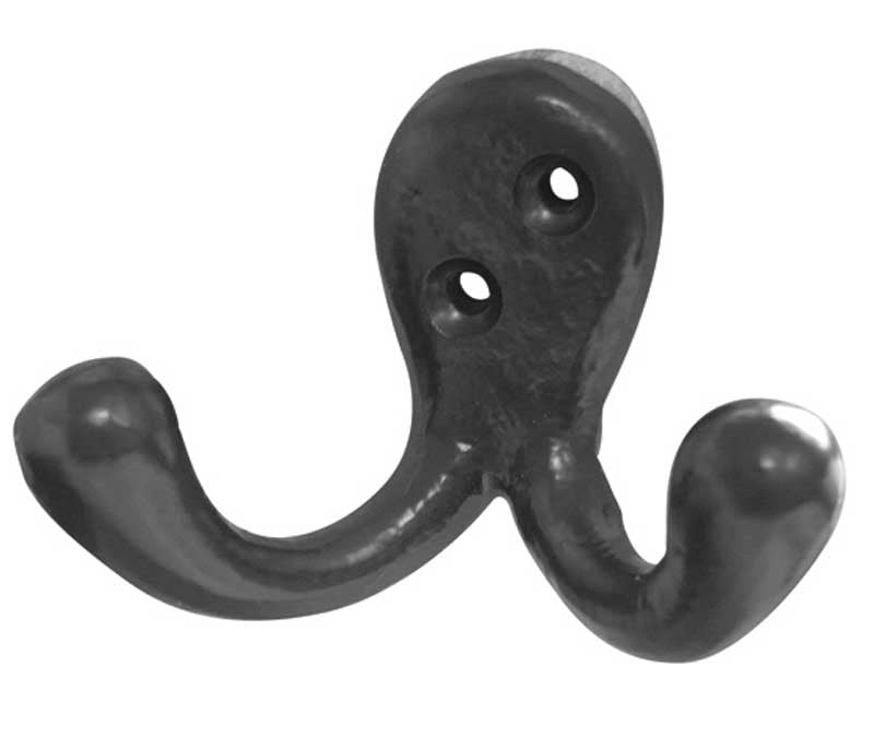 High quality image of Frelan - Antique Double Robe Hooks Black Sku. JAB79