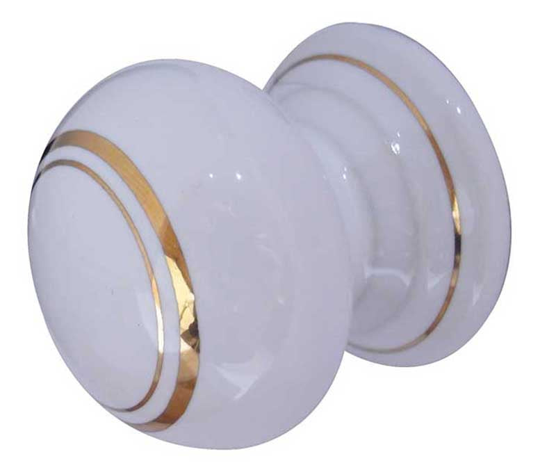 High quality image of Frelan - Jedo Porcelain Cupboard Knobs 50mm Goldline White Sku. JC26