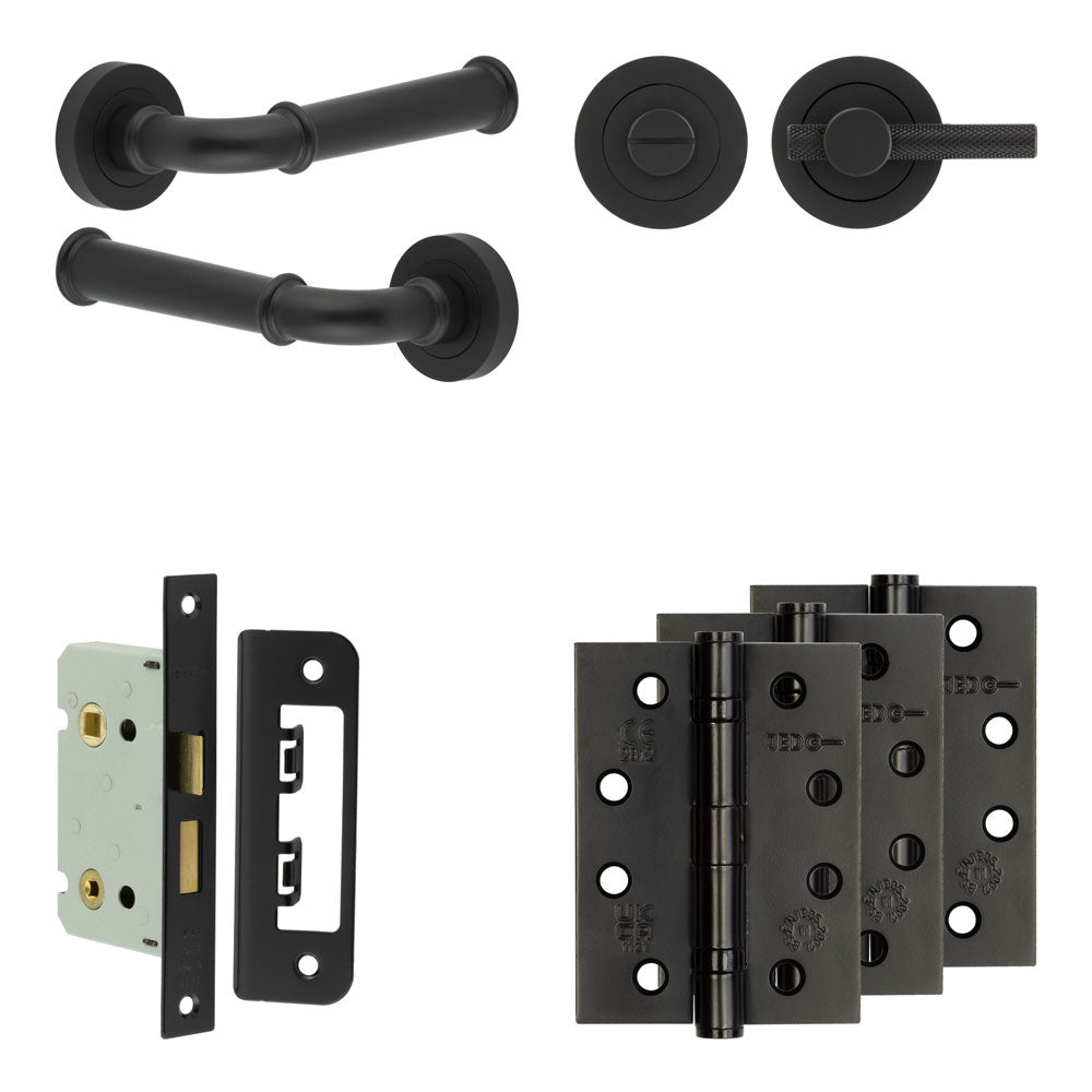 High quality image of Frelan - Complete Classic Door Handle Pack - Bathroom - Black Sku. JE-A5A1-MB
