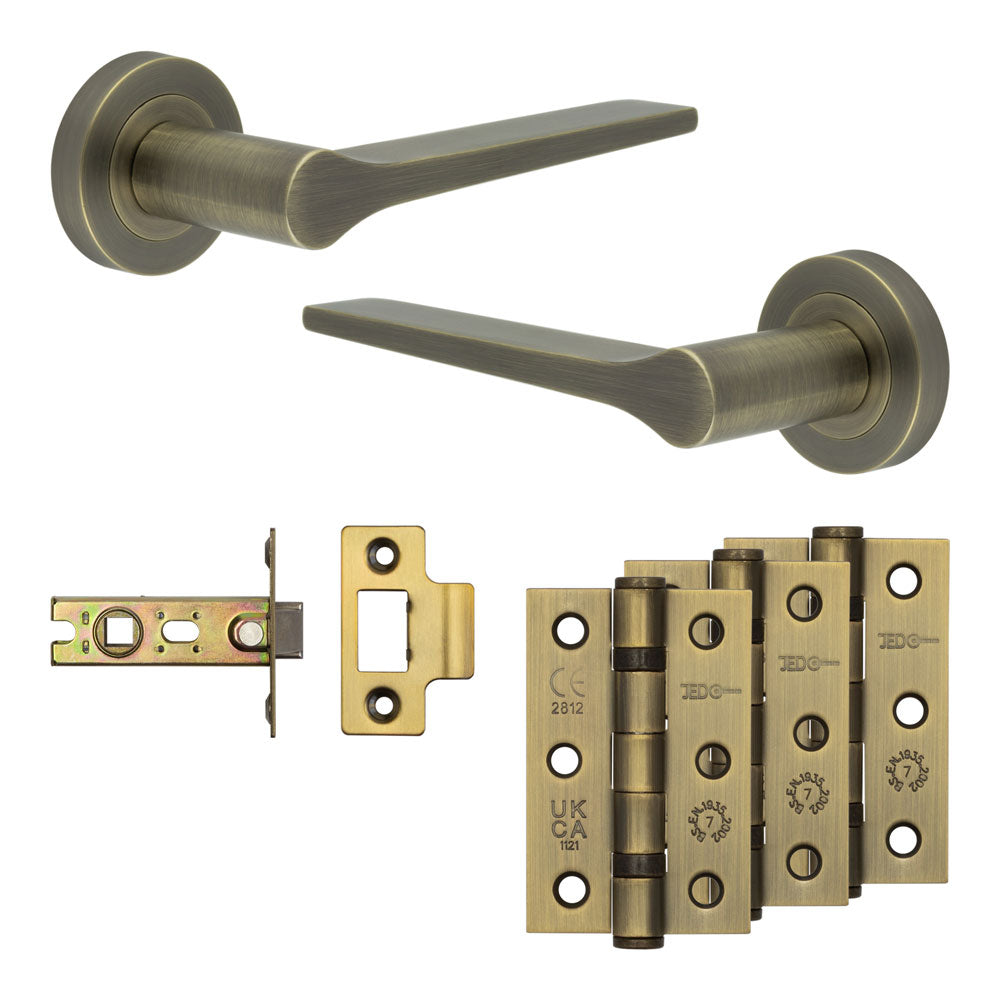 High quality image of Frelan - Complete Gio Door Handle Pack - Internal Doors - Antique Brass Sku. JE-E1B-AB