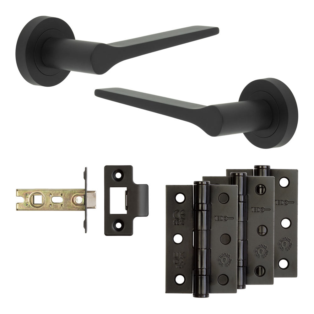 High quality image of Frelan - Complete Gio Door Handle Pack - Internal Doors - Black Sku. JE-E2B-MB