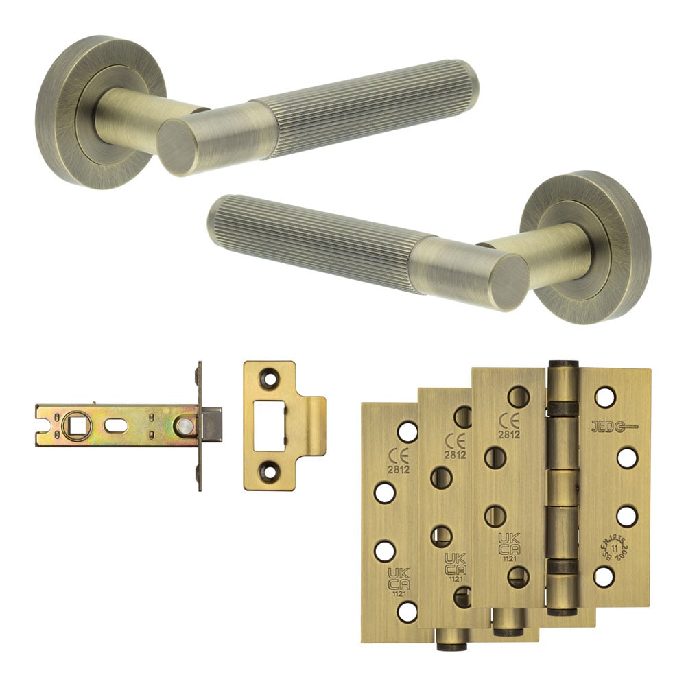 High quality image of Frelan - Complete Venice Door Handle Pack - Internal Doors - Antique Brass Sku. JE-F3A-AB