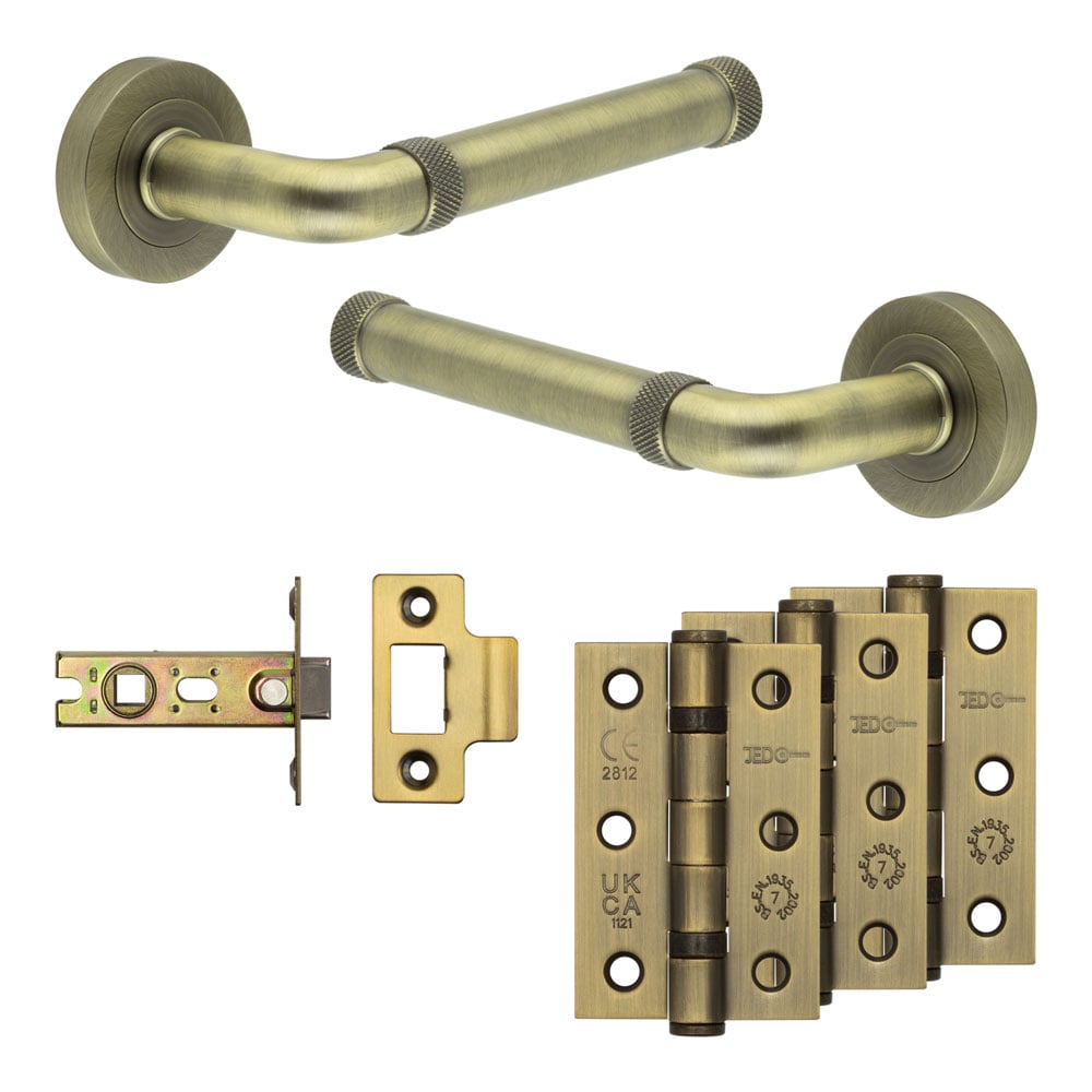 High quality image of Frelan - Complete Midtown Door Handle Pack - Internal Doors - Antique Brass Sku. JE-G1B-AB