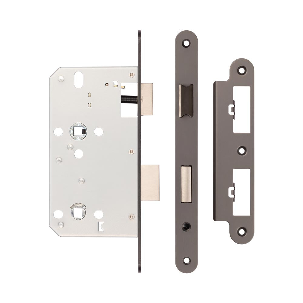 High quality image of Frelan - Jedo 78mm Din Bathroom Locks 60mm Backset Radiused Dark Bronze Sku. JL-DB60RDB