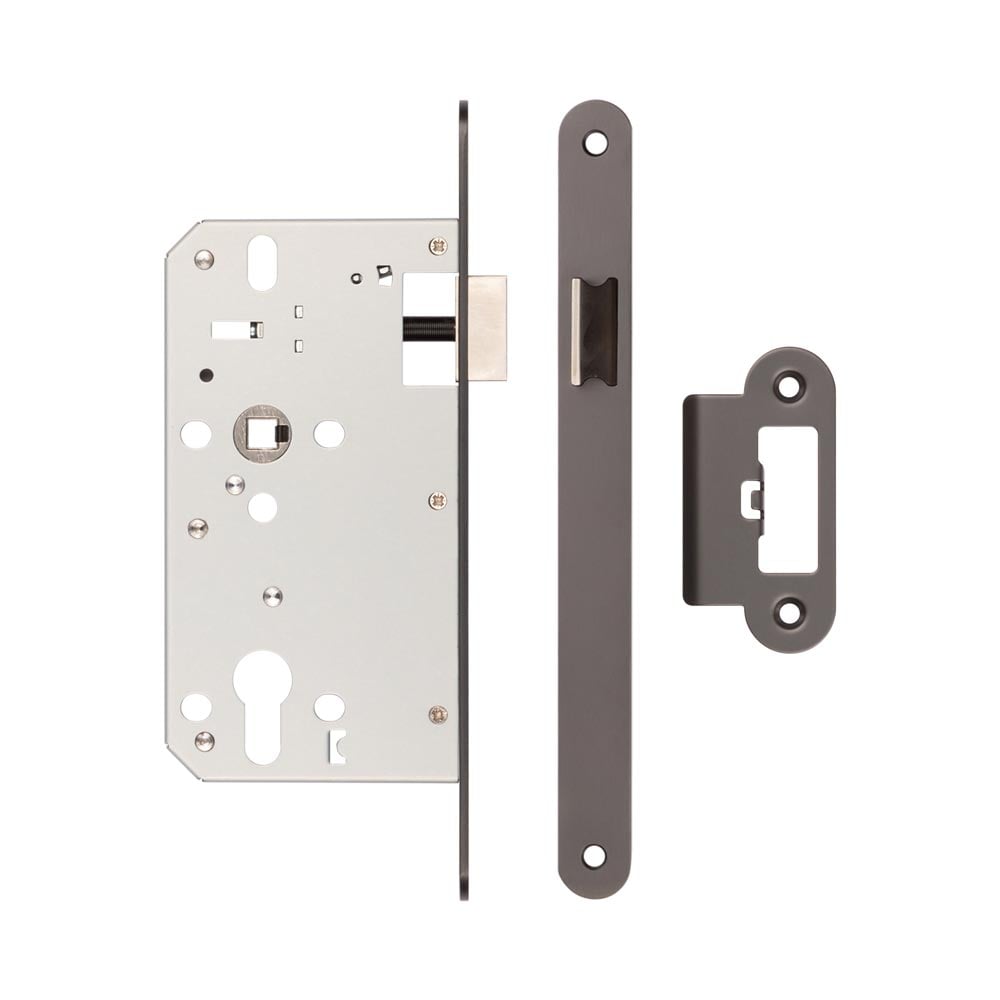 High quality image of Frelan - 72mm Dark Bronze Din Euro Latch Radiused 60mm Backset Sku. JL-DL60RDB