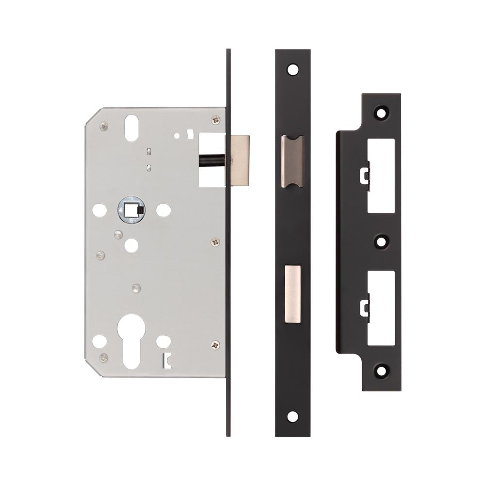 High quality image of Frelan - 72mm Black Din Euro Sashlock 60mm Backset Sku. JL-DS60MB