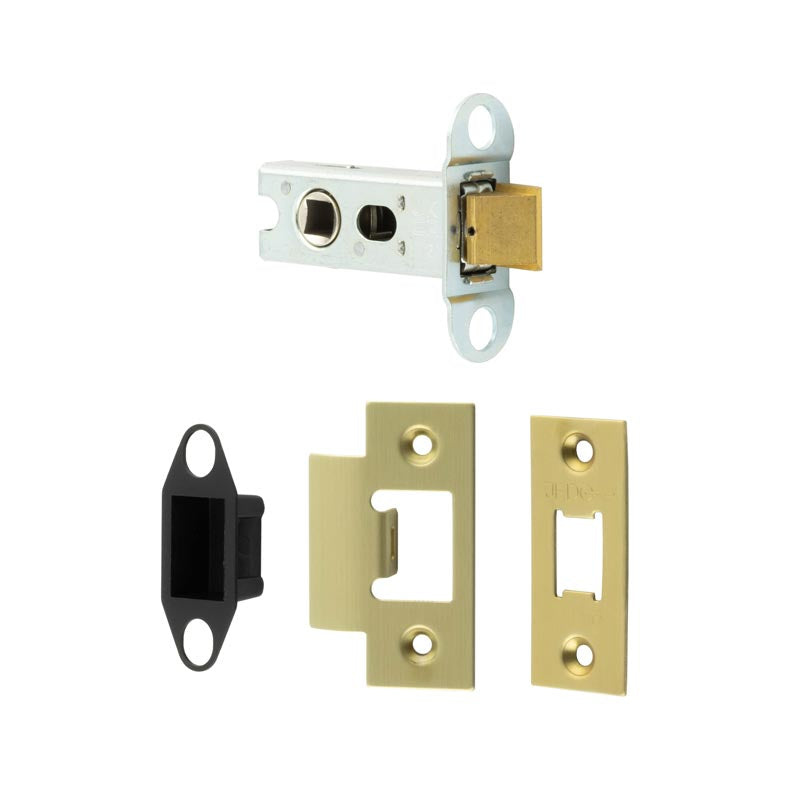 High quality image of Frelan - Jedo Heavy Duty Tubular Latches - 45 Degree Short Travel 64mm Satin Brass Sku. JL-HDT64SB