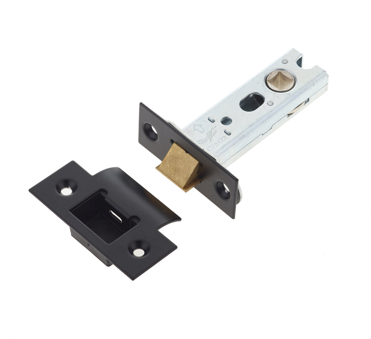 High quality image of Frelan - Jedo Heavy Duty Tubular Latches - 45 Degree Short Travel 76mm Black Sku. JL-HDT76BL